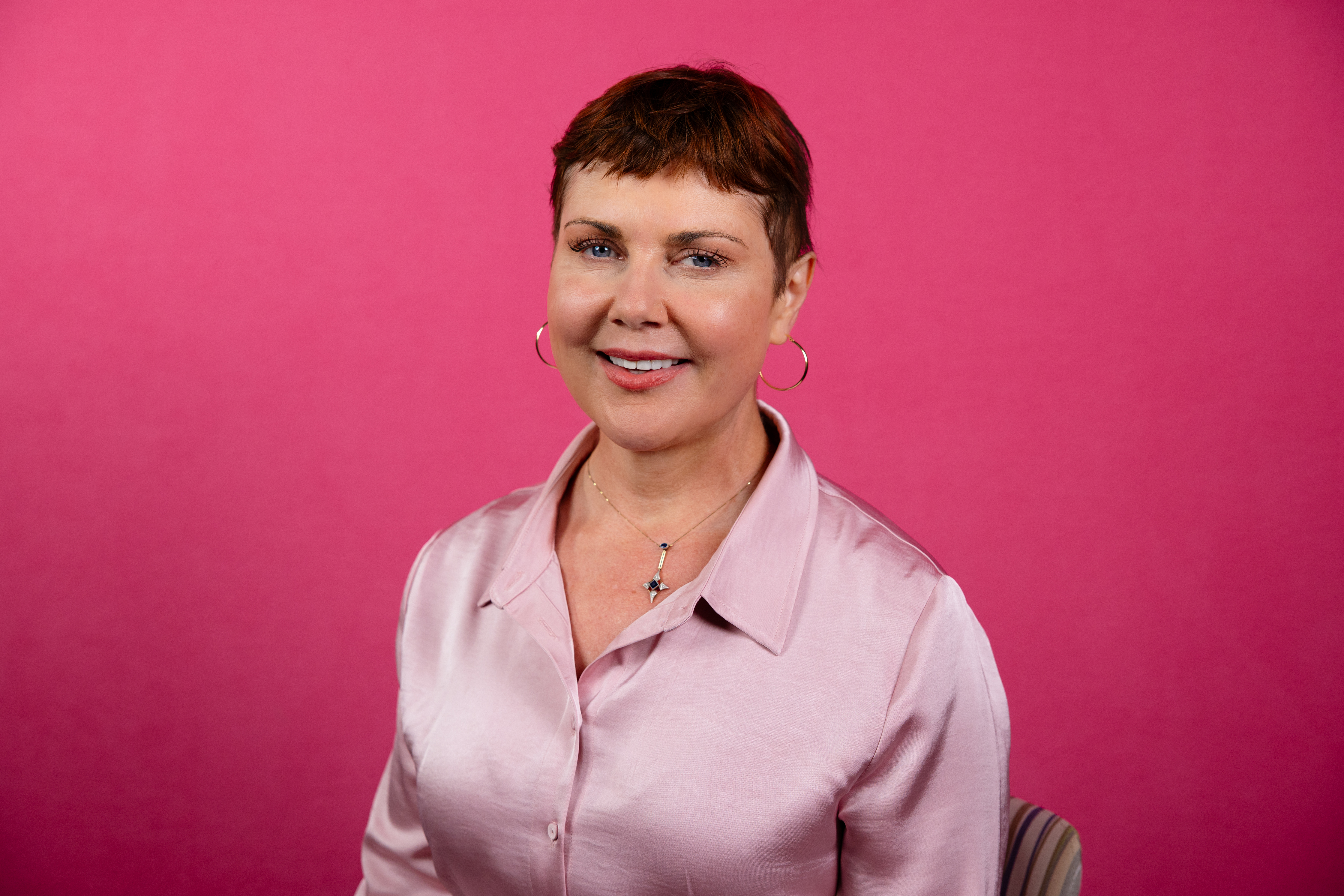 Portrait of Diane Pittman in the Saint Francis recording studio
