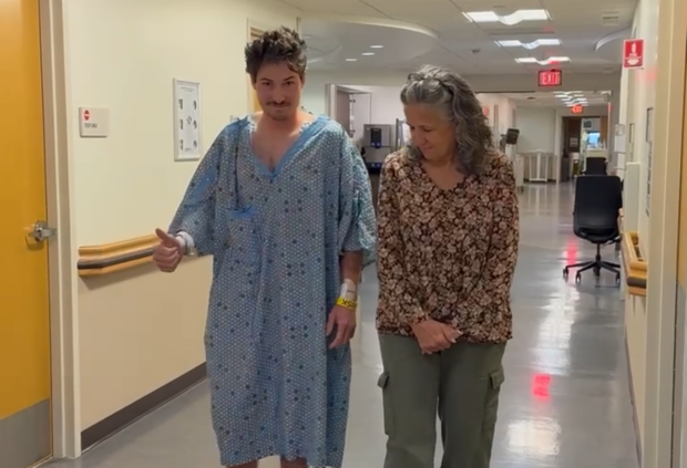Charley and Kim Walton at Saint Francis Hospital during Charley's recovery