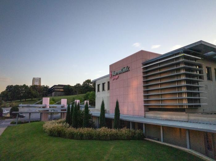Exterior view of Warren Clinic Springer building with landscaping at dusk