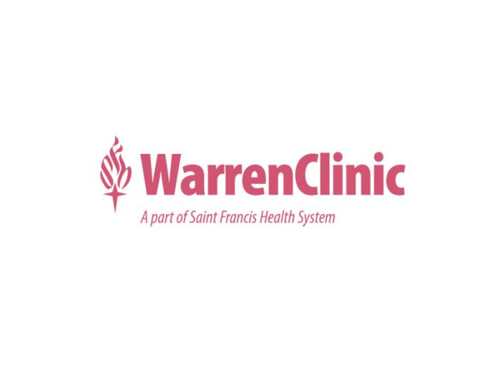 Warren Clinic logo with pink Saint Francis torch