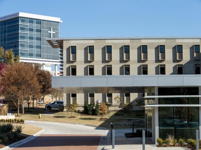 Exterior view of the Springer building - endoscopy entrance - on the Saint Francis Hospital campus in Tulsa