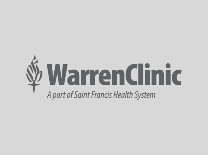 a greyscale logo of Warren Clinic, a part of Saint Francis Health System