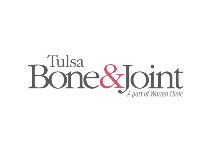 Tulsa Bone & Joint, a part of Warren Clinic, pink and gray logo