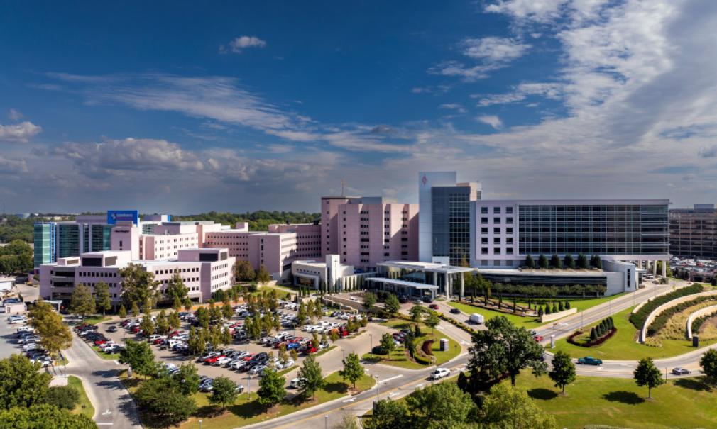 Aerial view of Saint Francis Hospital and Saint Francis Children's Hospital in Tulsa