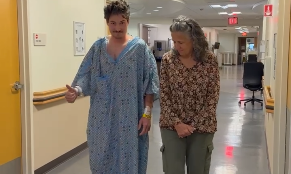 Charley and Kim Walton at Saint Francis Hospital during Charley's recovery