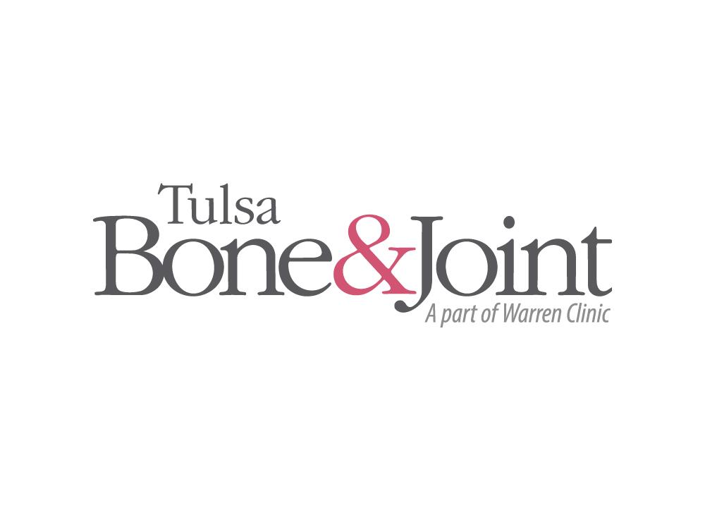 Tulsa Bone & Joint, a part of Warren Clinic, pink and gray logo