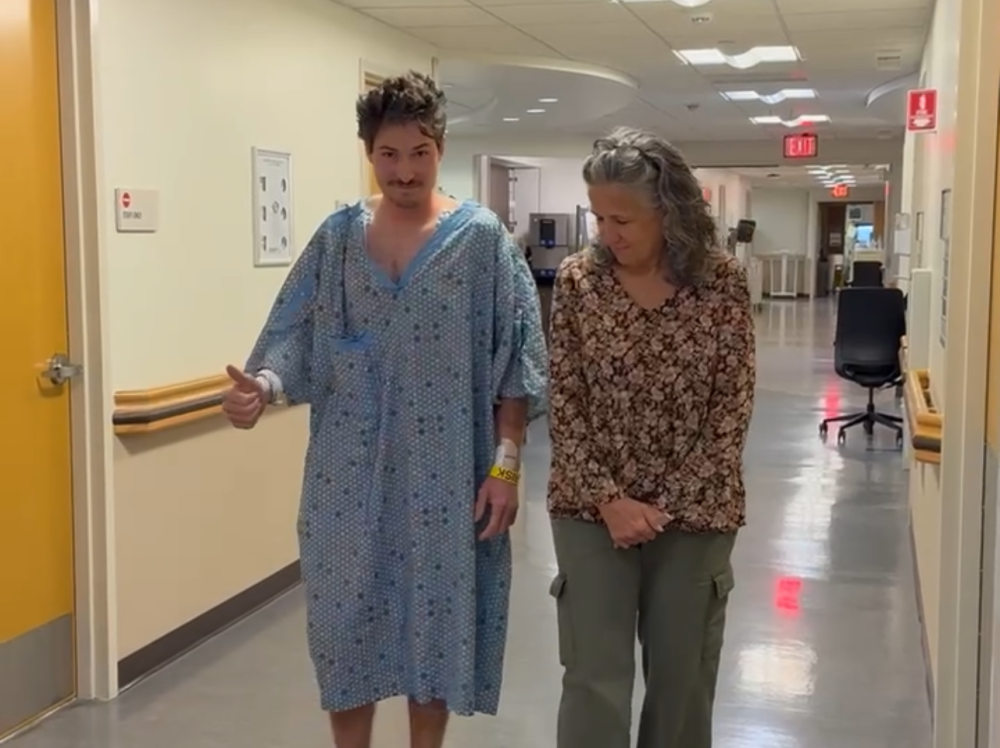 Charley and Kim Walton at Saint Francis Hospital during Charley's recovery